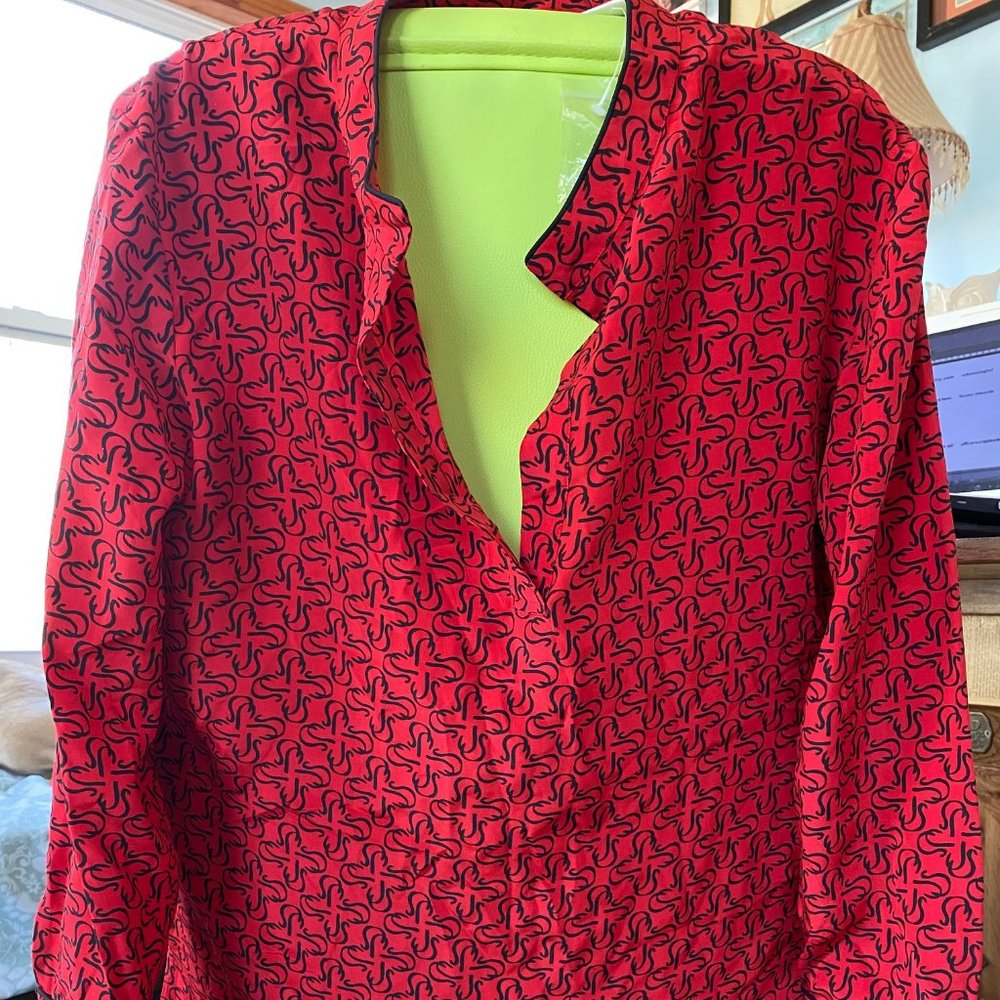 New Jane Seymour Signature 100% silk Red Tunic - size 16